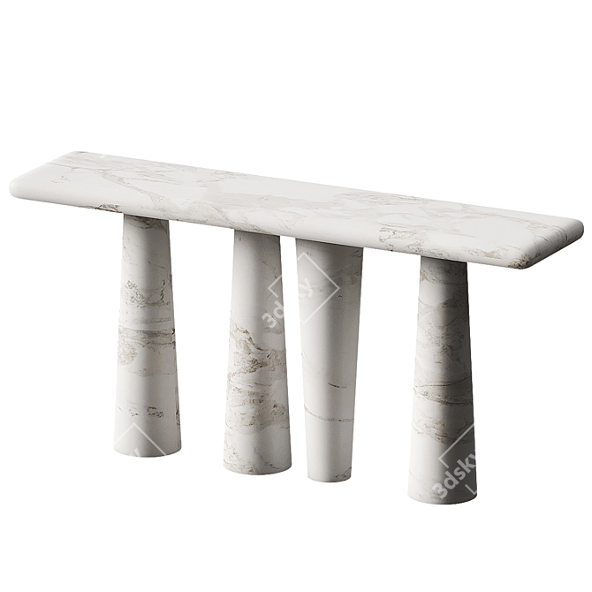 Modern White Marble Console Table 3D model image 2