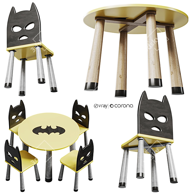 Batman Kids Table and Chair 3D model image 1