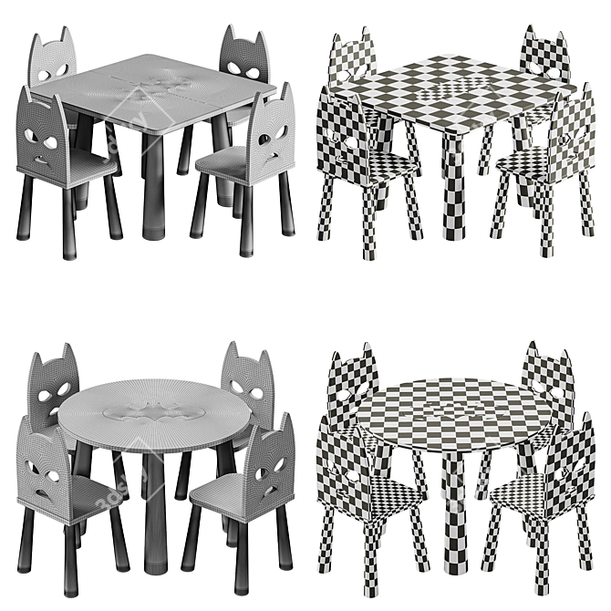 Batman Kids Table and Chair 3D model image 7