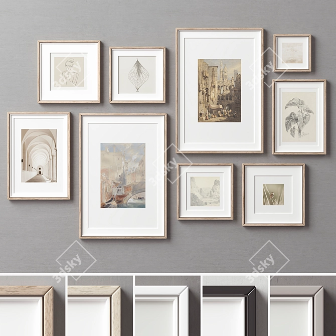 Assorted Picture Frames Set Collection 3D model image 1