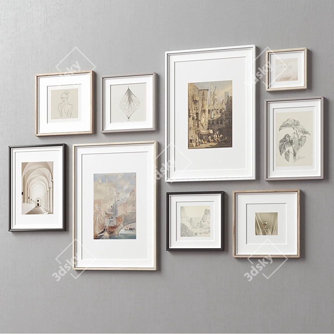 Assorted Picture Frames Set Collection 3D model image 3