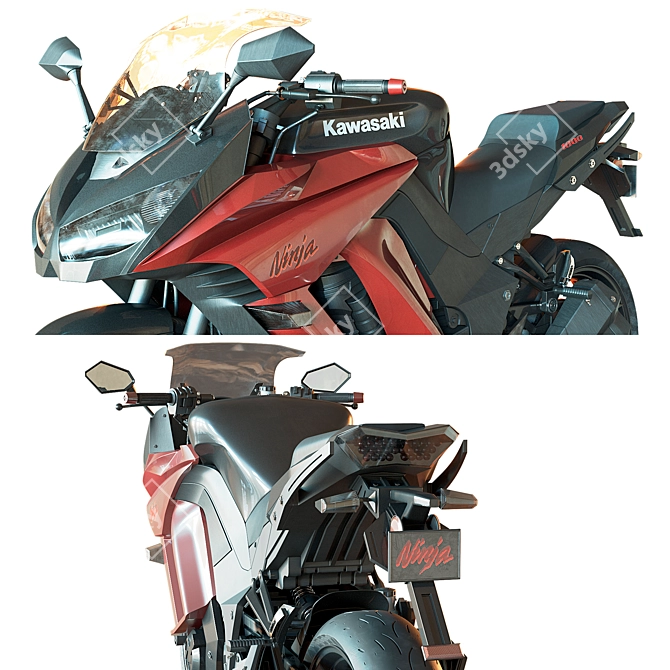 High-Quality Kawasaki Ninja 1000 3D Model 3D model image 4