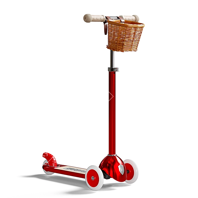 Urban Red Banwood Scooter 3D model image 2