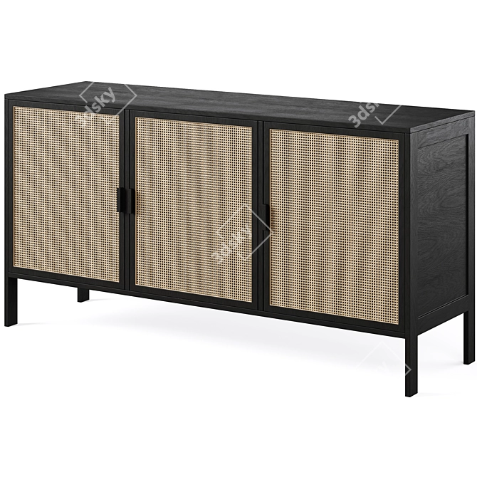 Rattan Wood Sideboard Reyna Sklum 3D model image 1