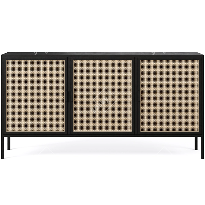 Rattan Wood Sideboard Reyna Sklum 3D model image 2