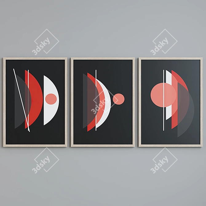 Modern Abstract Picture Frame Set 3D model image 2