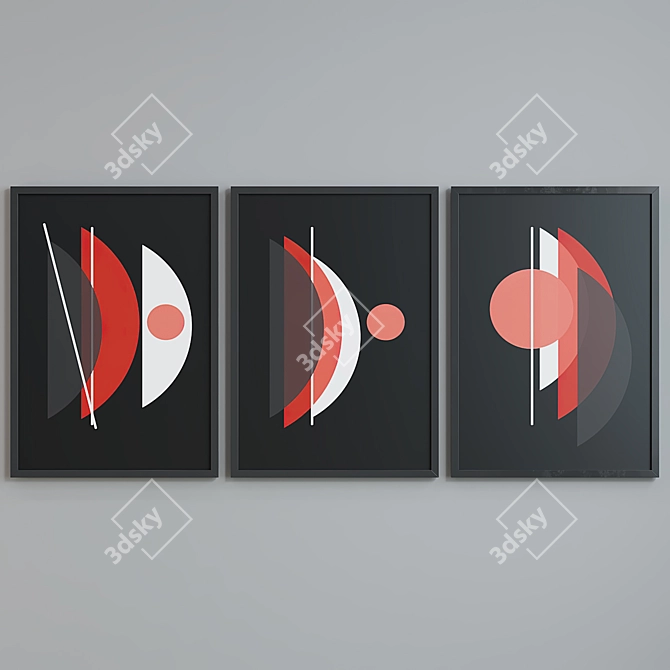 Modern Abstract Picture Frame Set 3D model image 3