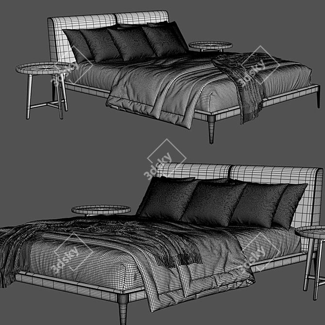 Elegant Porada Ziggy Bed Design 3D model image 1