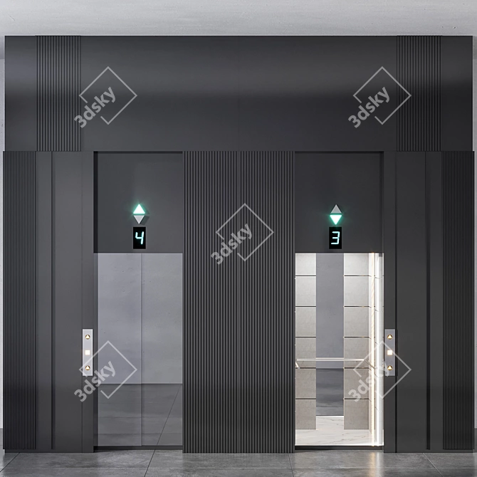 Modern Elevator 3D Model 3D model image 1