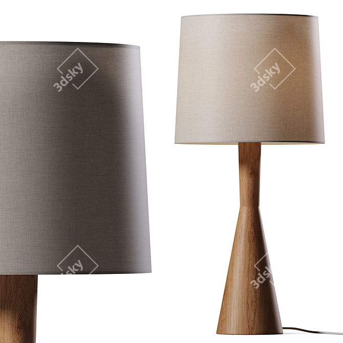 Rustic Mango Wood Table Lamp 3D model image 1