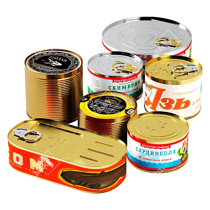 Glossy Canned Fish Model 3D model image 1