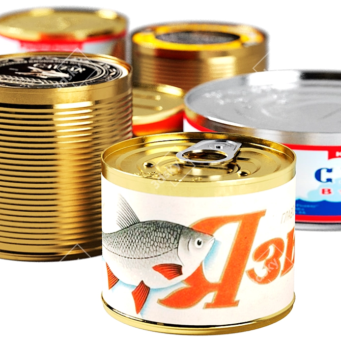 Glossy Canned Fish Model 3D model image 3