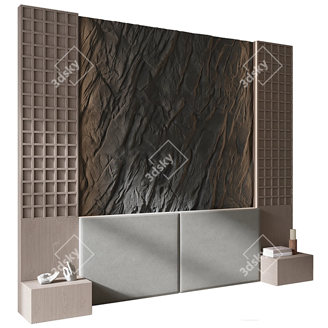 Modern Headboard Wall Panel 01 3D model image 2