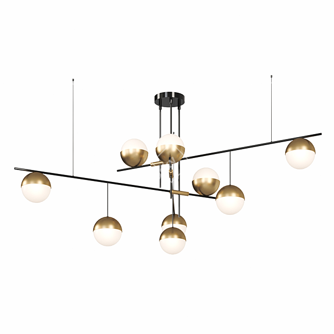 Modern White & Brass Chandelier 3D model image 1