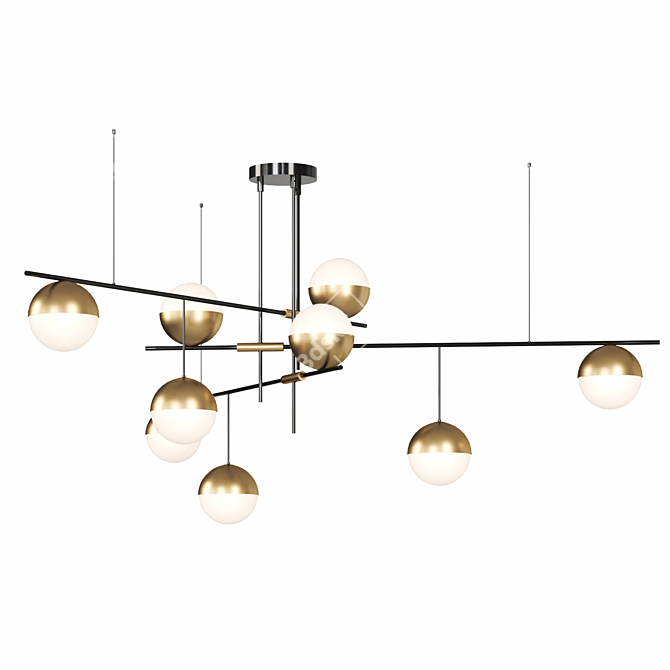 Modern White & Brass Chandelier 3D model image 3