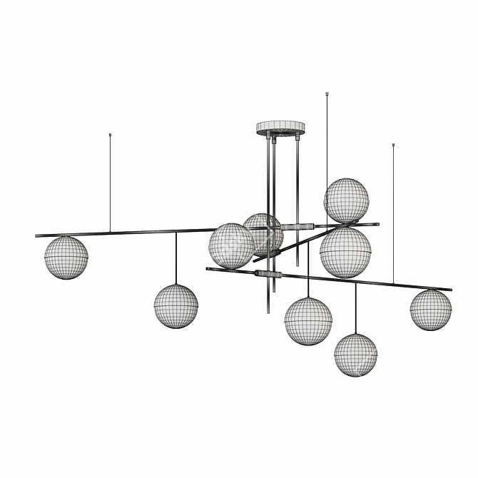 Modern White & Brass Chandelier 3D model image 5