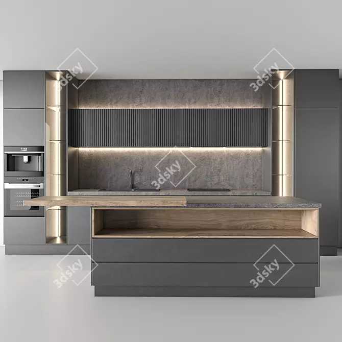 Modern Kitchen 3D Model Set 3D model image 1