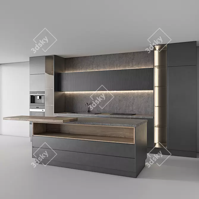 Modern Kitchen 3D Model Set 3D model image 3