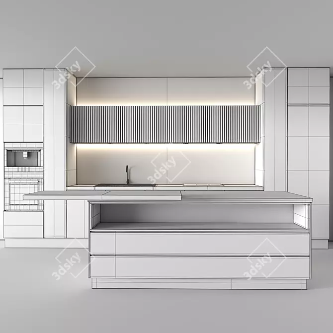 Modern Kitchen 3D Model Set 3D model image 5