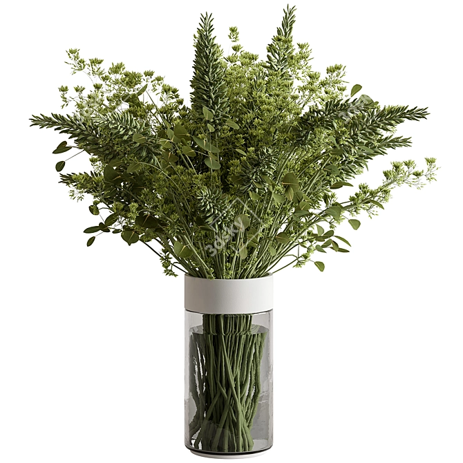 Fresh Green Branch Bouquet 3D model image 1