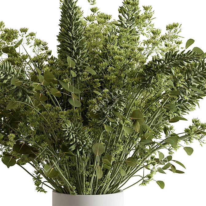 Fresh Green Branch Bouquet 3D model image 2