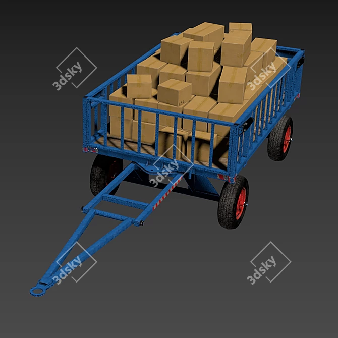 Polygonal Cart Model 3 3D model image 12