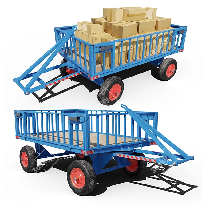 Polygonal Cart Model 3 3D model image 18