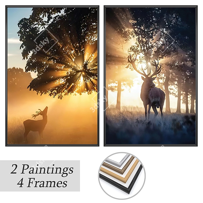 Decorative Wall Art Set with Multiple Frames 3D model image 1