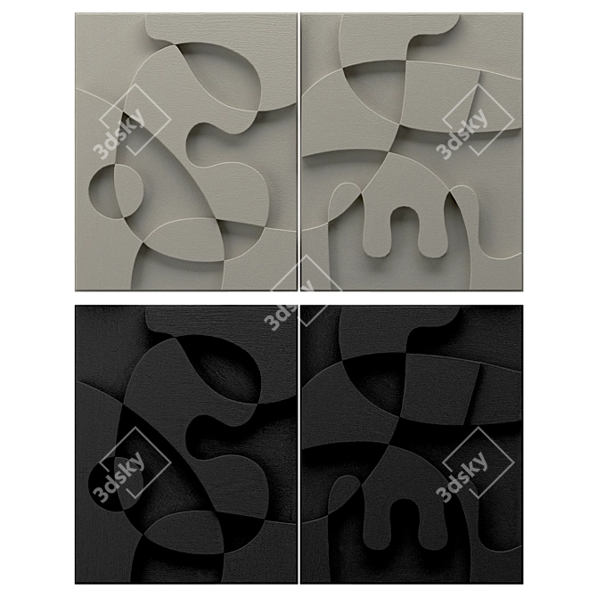 Textured Wall Panels Duo Set 3D model image 5