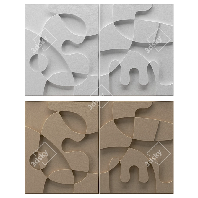 Textured Wall Panels Duo Set 3D model image 10