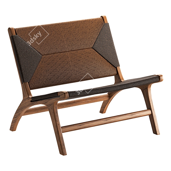 Modern Teak Lounge Chair Black 3D model image 1