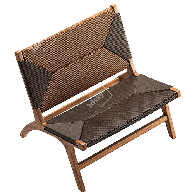 Modern Teak Lounge Chair Black 3D model image 2