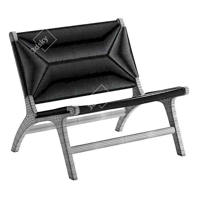 Modern Teak Lounge Chair Black 3D model image 3