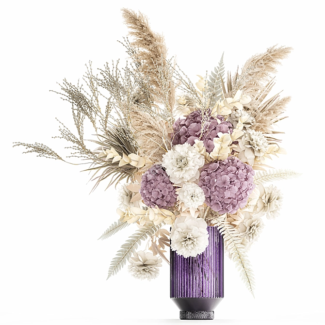 Pampas & Hydrangea Bouquet Set 3D model image 1