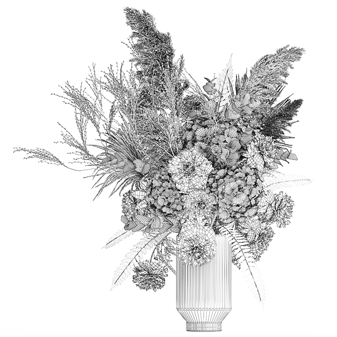 Pampas & Hydrangea Bouquet Set 3D model image 7