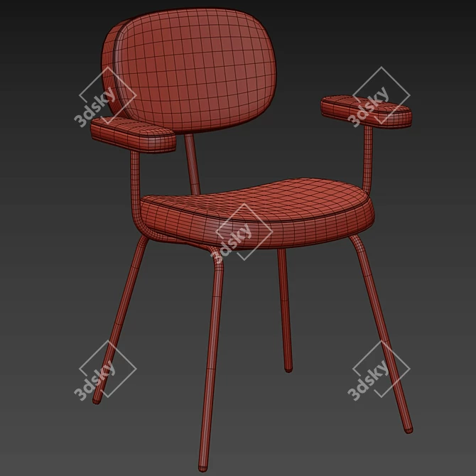 Modern Armchair with Armrests & Colorful Textile 3D model image 6