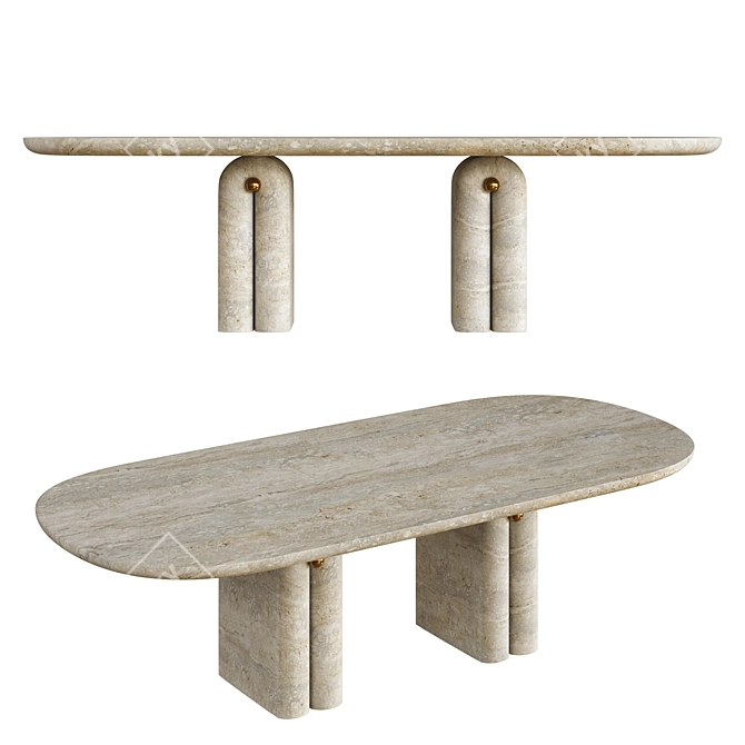 Elegant Pearl Dining Table 3D model image 1