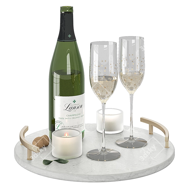 Elegant Champagne Lanson Decor Set 3D model image 1