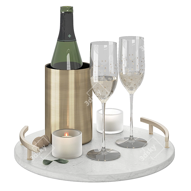 Elegant Champagne Lanson Decor Set 3D model image 2