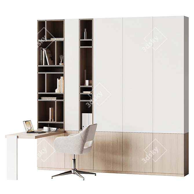 Modern Office Workspace Furniture Set 3D model image 1