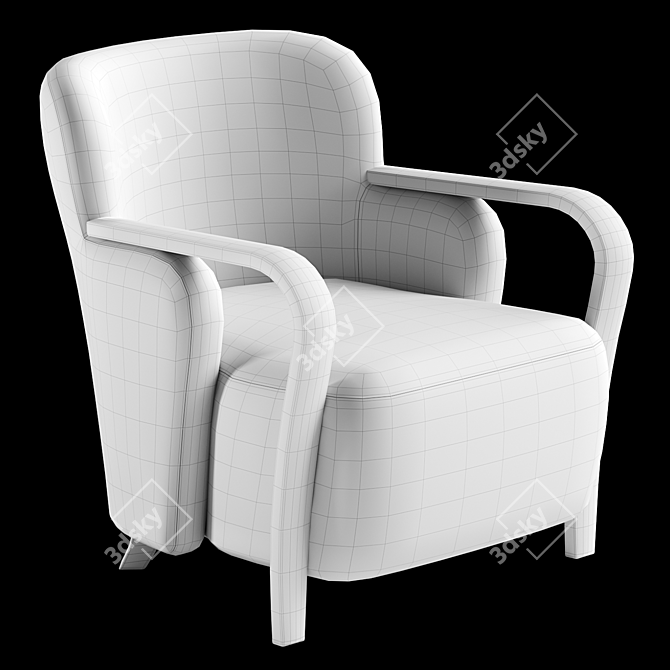 Contemporary Walnut Accent Chair 3D model image 4