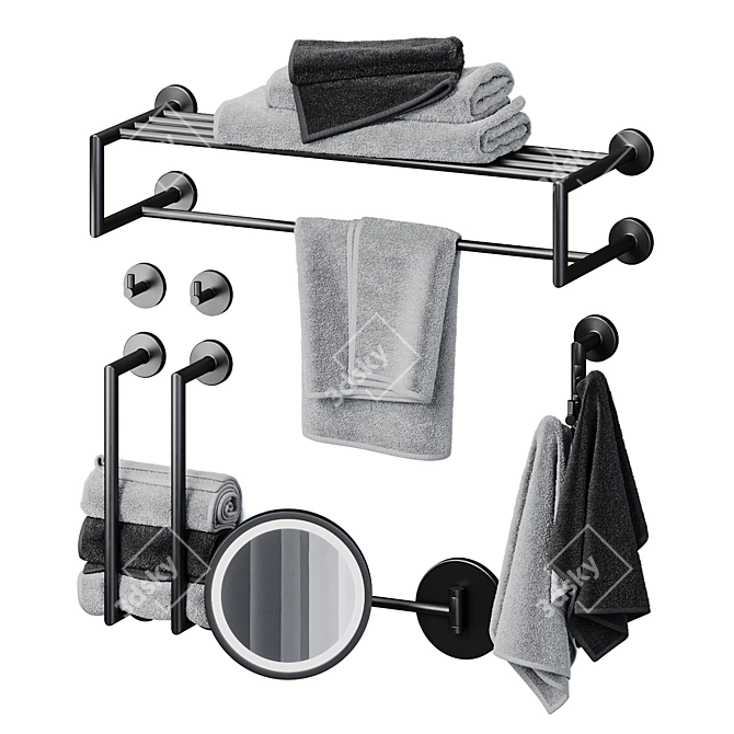 Bemeta Dark Bathroom Accessories Set 3D model image 1