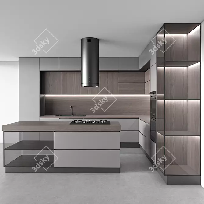 Modern Kitchen 3D Model Kit 3D model image 1