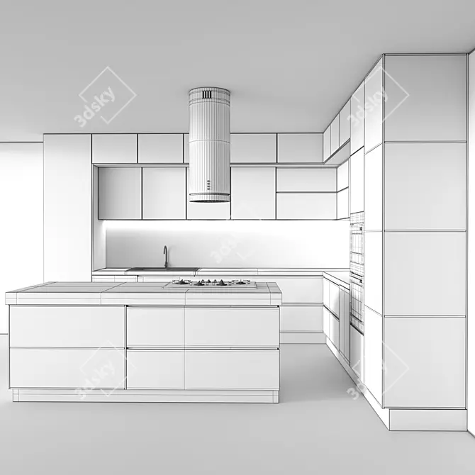 Modern Kitchen 3D Model Kit 3D model image 4