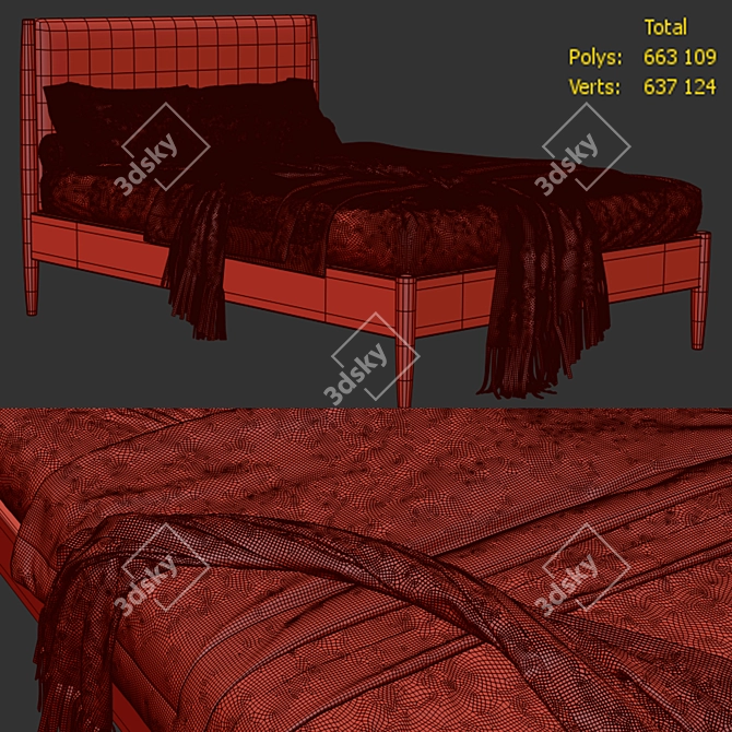 West Elm Mid-Century Bed 3D model image 3