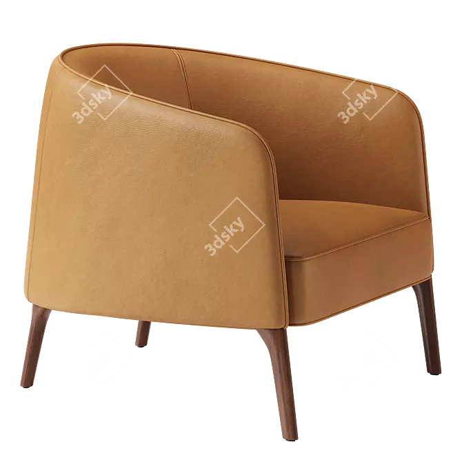 Elegant Leather Armchair for 3D Modeling 3D model image 2