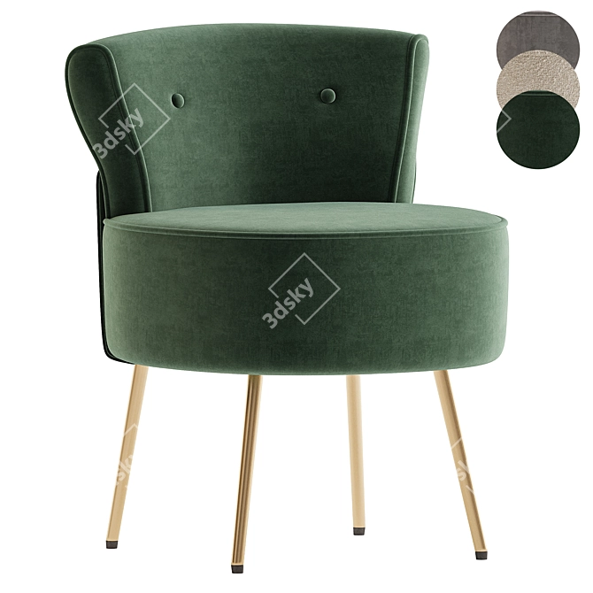 Title: Velvet Armchair Ottoman Set 3D model image 2