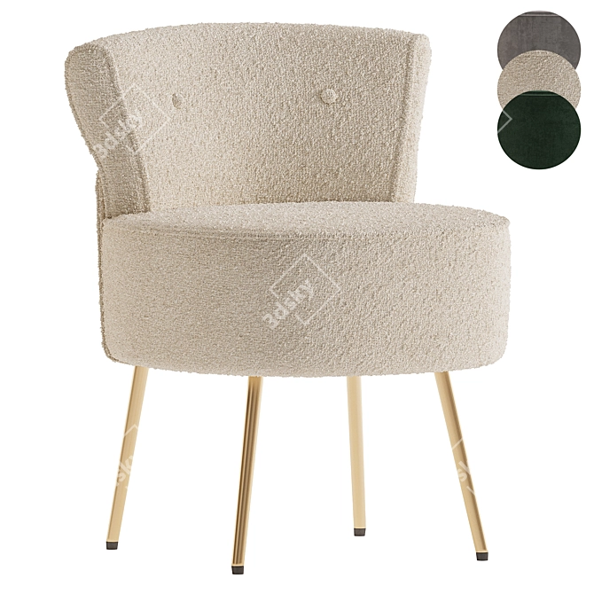 Title: Velvet Armchair Ottoman Set 3D model image 3