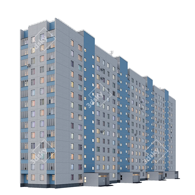 Panel House P-30, 14 Floors 3D model image 1