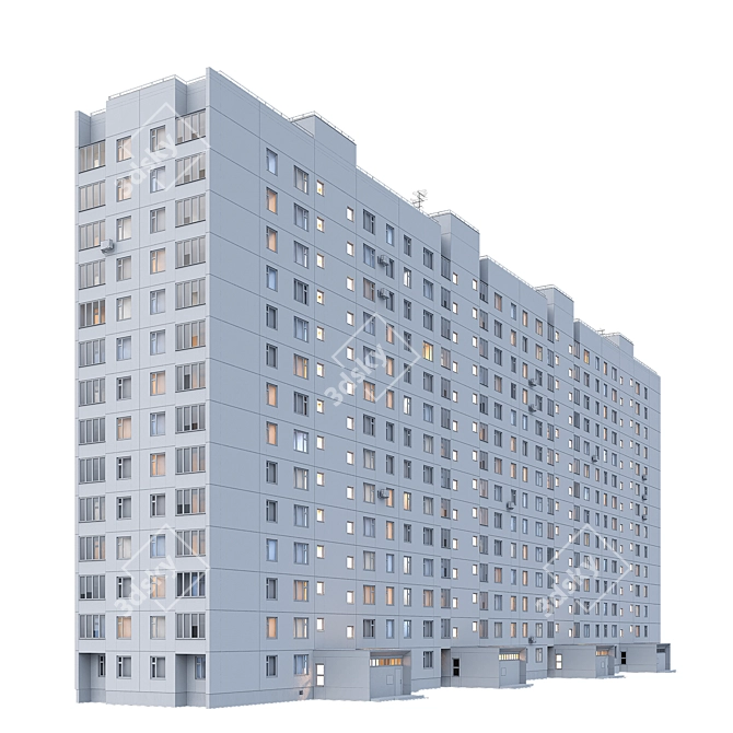 Panel House P-30, 14 Floors 3D model image 5